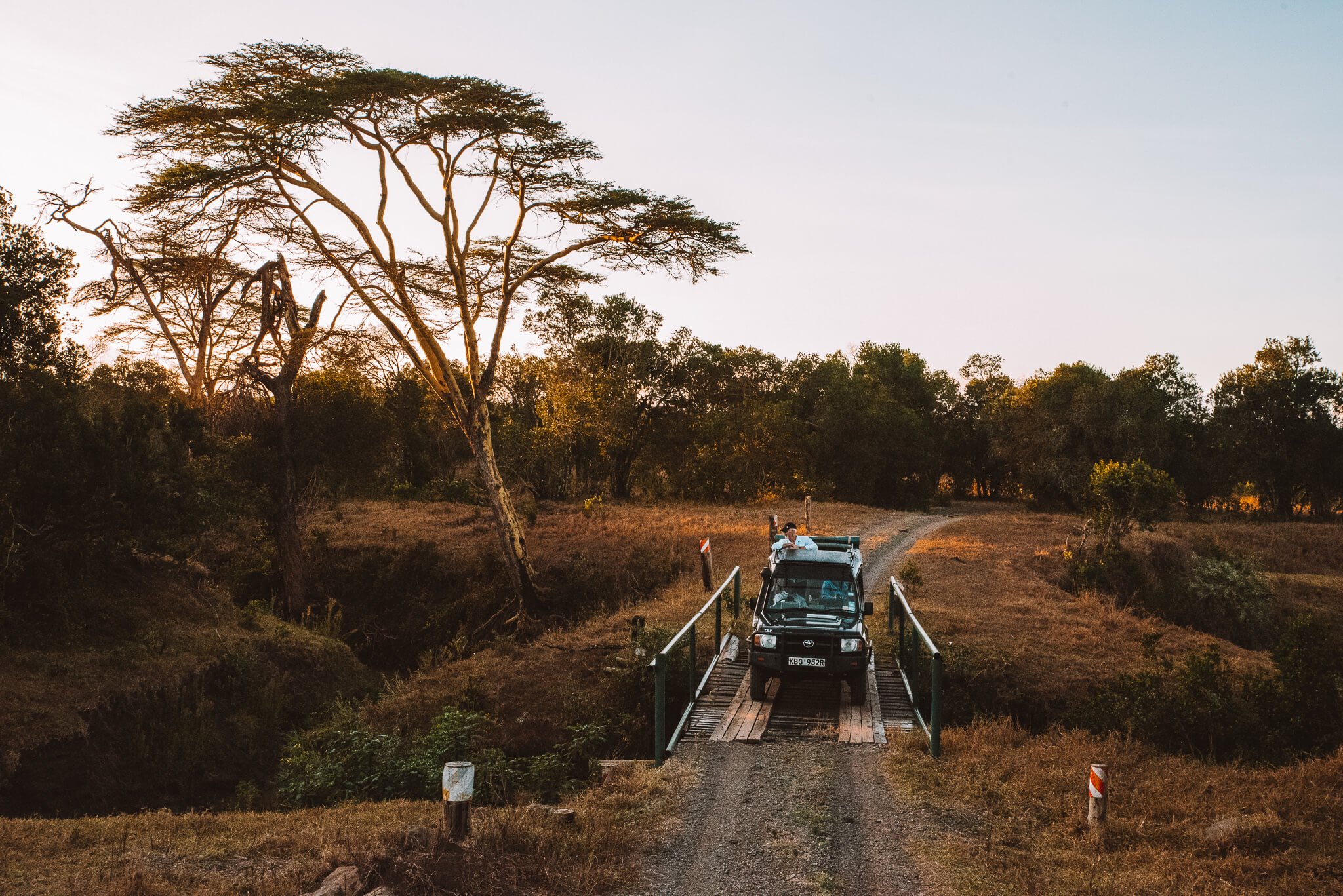 Private game vehicle at golden hour on Ol Pejeta