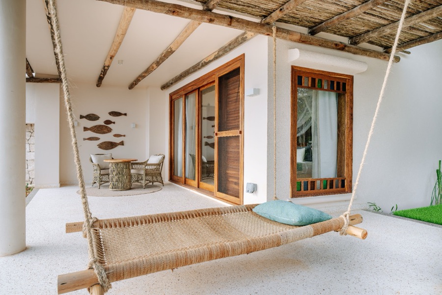 Hanging daybed on a Beach Retreat Villa veranda